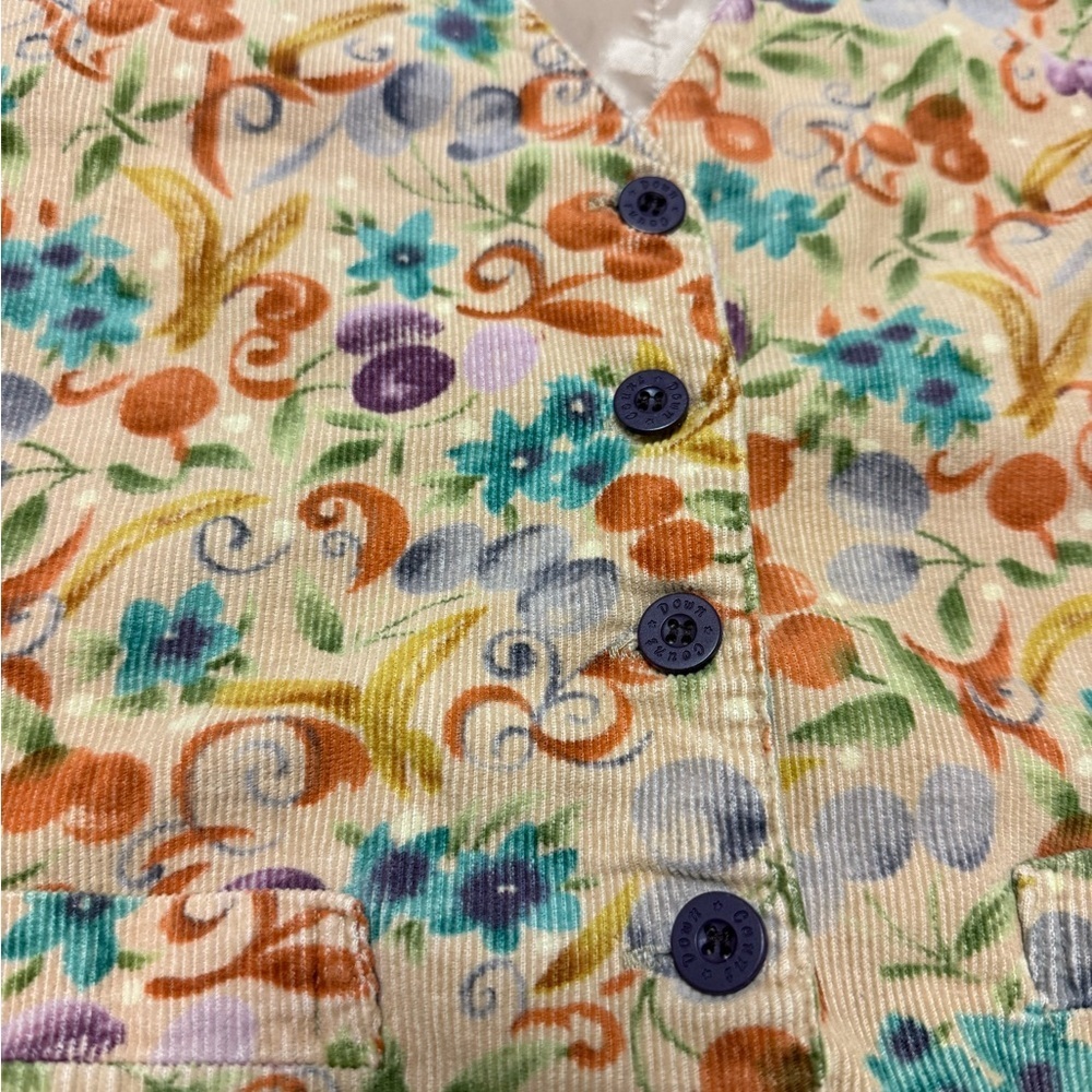 Vintage Countdown Corduroy Floral Print Vest Cottagecore Fairy Grunge Medium - Picture 5 of 7